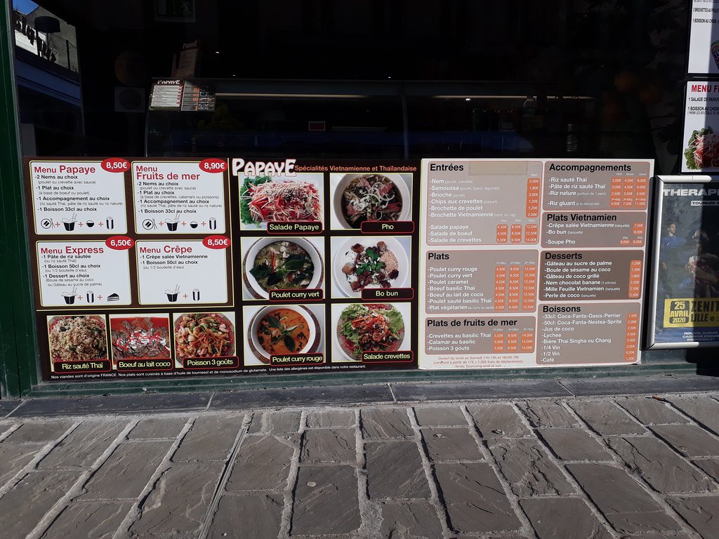 menu vitrine