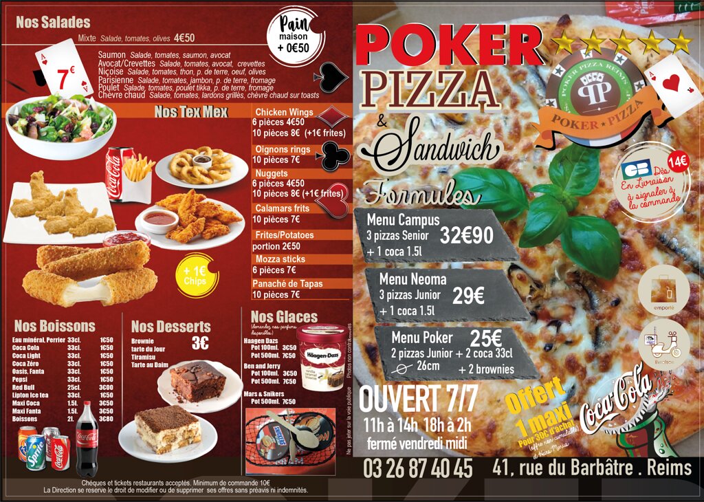 carte pokers pizza