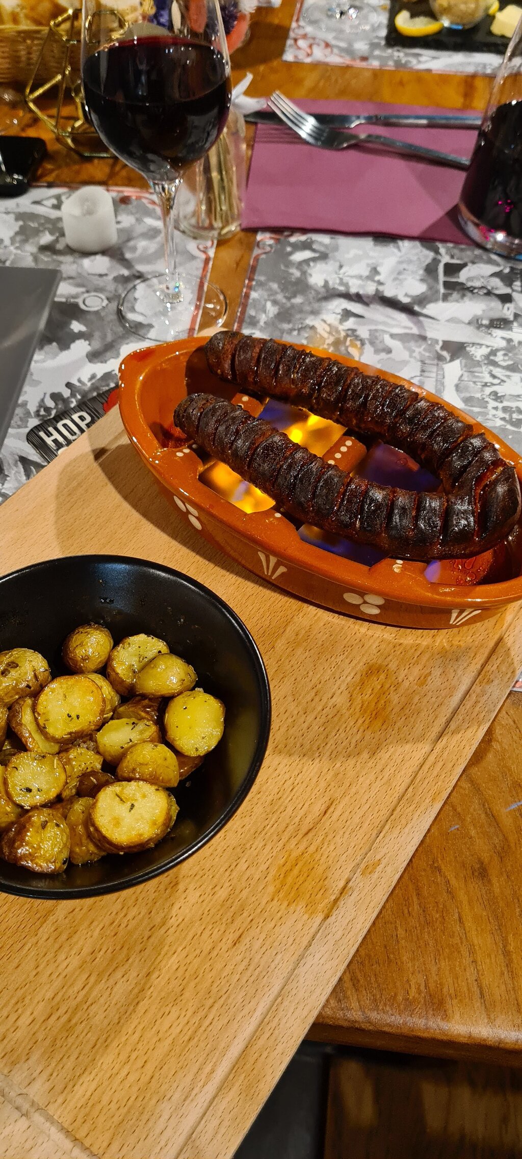 chorizo flambe au calvados